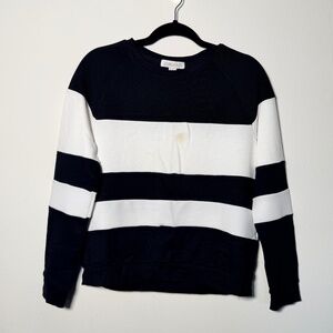 Forever 21 Women's Black and White Striped Textured Long Sleeve Shirt Sweater M